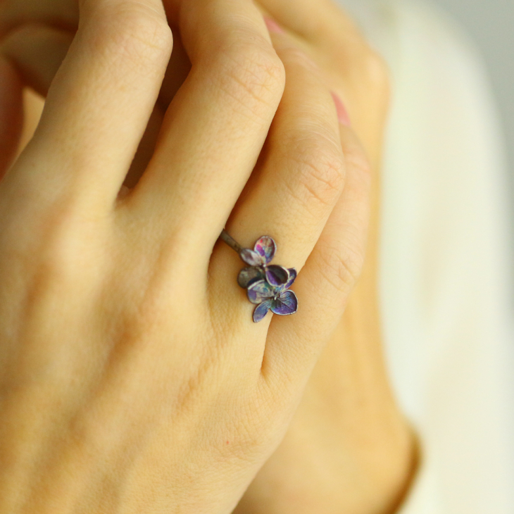 Ring in silver, Hydrangea , фото 3